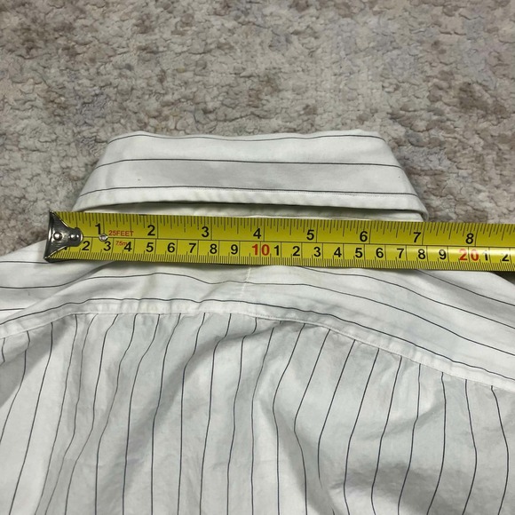 Saks Fifth Avenue Mens White Striped Cotton Broadcloth Dress Shirt 16-33 Vintage - Picture 12 of 13